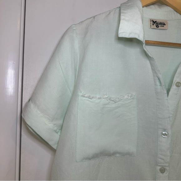 Show Me Your Mumu Antonelli Top. Large. Color: Mint Linen. RN#: 133910 - Picture 2 of 7